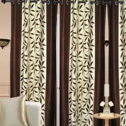 BELLA TRUE Cream And Brown 4 Pieces Floral Printed Regular Long Door Curtains-image-69