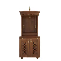 DZYN Furnitures Rudralaya Brown & Gold Toned Pre-Assembled Pooja Mandap-29