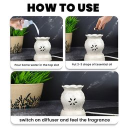 PEEPALCOMM 3Pcs White Electric Damru Shaed Diffuser With Lemongrass Oils - 10 ml Each image 3