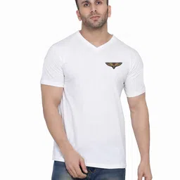 BEYOU FASHION V-Neck Short Sleeves Applique Slim Fit T-shirt-image-86