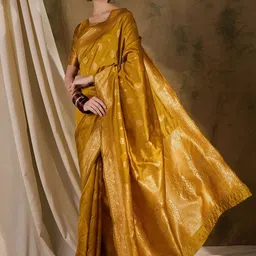 Desi Fusion Woven Design Zari Saree With Blouse Piece-picture-0