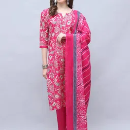 Roly Poly Floral Printed Gotta Patti Straight Kurta with Trousers & Dupatta-image-75