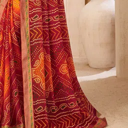 Anouk Rustic Bandhani Printed Zari Pure Chiffon Saree image 3