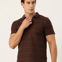 Okane Self-Striped Polo Collar T-shirt-picture-15