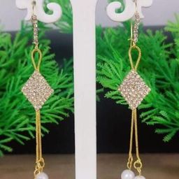 Gyaan Jewels Stone-Studded & Beaded Drop Earrings-image-81