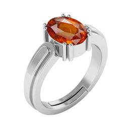 RRVGEM 7.25 Ratti Silver Plated Adjustable Gomed Hessonite Ring-17