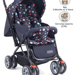 Babyhug Comfy Ride Stroller With Reversible Handle - Dark Navy Blue-11