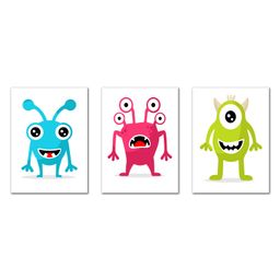 Wens Monsters Set of 3 Sparkle Laminated Kids Wall Panels - Multicolor-image-21