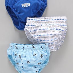 Babyhug 100% Cotton Briefs Pack of 3 - Blue-image-97