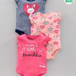 Babyoye Flutter Sleeves Onesie Heart Print Pack of 3 - Pink-picture-6