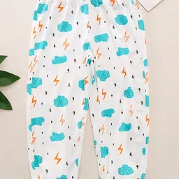 Kookie Kids Full Length Harem Pant Clouds Print - White-picture-47