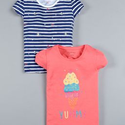 Plum Tree Pack Of 2 Short Sleeves Ice Cream Print T-Shirts - Orange & Blue-image-80