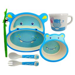 FunBlast Bamboo Fiber Feeding Set for Kids with Plate, Bowl, Cup, Spoon & Fork - 5 Pcs-picture-6