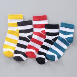 Pine Kids Anti Microbial Wash Striped Socks Set of 5 - Multicolour-15
