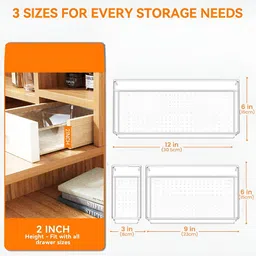 Aura Transparent Set of 6 Regular Drawer Organiser Organisers image 4