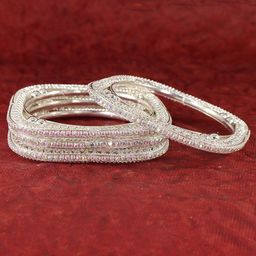 NMII Set Of 4 Silver-Plated Zircon-Studded Bangles image 1