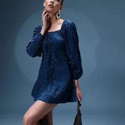 bebe All Day Puff Sleeve Drop-Waist Mini Dress-image-67