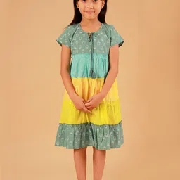 Sangria Girl's Printed Pure Cotton A-Line Midi Dress-picture-39