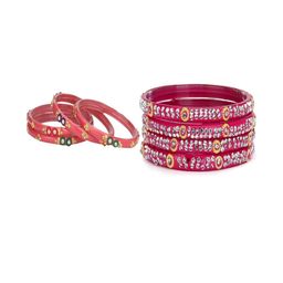 Somil Elegant Combo Glass Bangle Set | Handmade Traditional Chudi For Women | Perfect For Daily & Occasion Use, Combo Of 2 Set, Gajri, Pink-image-82