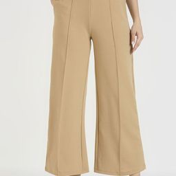 CORSICA Women Relaxed Straight Leg Flared High-Rise Easy Wash Trousers-image-73