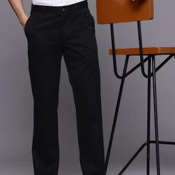 Louis Philippe Men Pure Cotton Slim Fit Smart Casual Trousers-picture-29