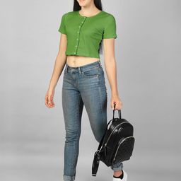 Label nyc apparel Women Solid Round Neck Crop Top-image-92