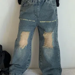 LULU & SKY Girls High-Rise Highly Distressed Heavy Fade Jeans-image-4