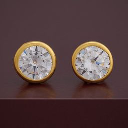 Kushal's Fashion Jewellery 92.5 Sterling Silver Gold-Plated Circular Stone Studded Studs-14