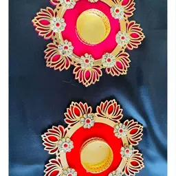 Sellplus 2Pcs Red & Pink Textured Lotus Tealight Candle Holders-picture-20