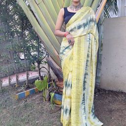 V3 FASHION STUDIO Tie and Dye Pure Chiffon Ready to Wear Jamdani Saree-image-79