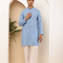 MULTI SHADES Men Embellished Sequins Kurta-image-69