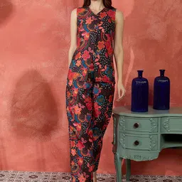 IVY BY KIBO Printed V-Neck Top With Trousers Co-Ords-picture-53