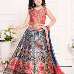 NKV Girls Printed Ready to Wear Lehenga & Blouse With Dupatta-image-16