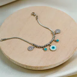 ARTKLIM Silver Plated Stainless Steel Evil Eye Charm Bracelet-image-56