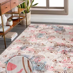 Kaleen India Red Abstract Anti-Skid Polyester Carpet-picture-13