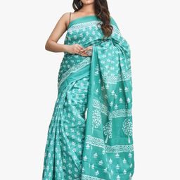 JALTHER Ethnic Motifs Pure Cotton Block Print Saree-15