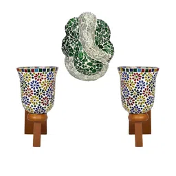 Somil Indore Mosaic Decorative Lamp Combo of Matching Wall Lamp & Blessing God Ganesh Wall Lamp, Multi Compatible with LED, Size: 14 X 14 X 28 Cm, Pack of 3.-image-8
