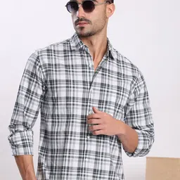 IVOC Tartan Checked Cotton Casual Shirt-image-24