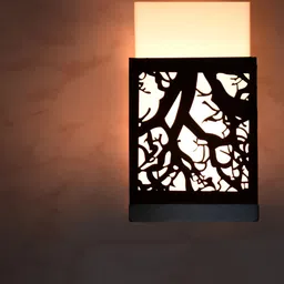 Gojeeva Black & White Textured Wooden Square Shaped Wall Lamp-7