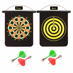 Fiddlerz 18 Inch Double Sided Foldable Magnetic Dart Board with 4 Magnetic Darts - Black image 2