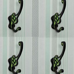 IndianShelf Black & Green 4 Pieces Brass Nostalgic Cloth Hangers Wall Hooks-4