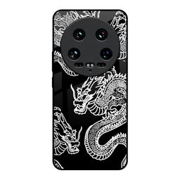 QRIOH Dragon Printed Ultra Shockproof Silicone Mi 14 Ultra 5G Glass Back Case-image-97