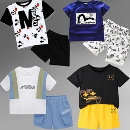 BAESD Unisex Kids Colourblocked T-shirt with Shorts-47