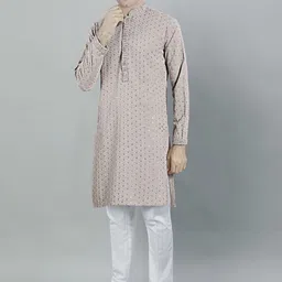 SG LEMAN Men Woven Design Embroidered Kurta with Trousers-picture-4