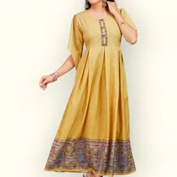 PAMPER YOURSELF Women Ethnic Motifs Printed Fit & Flare Maxi Dress-16