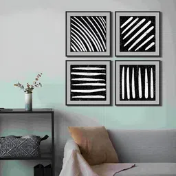 999Store Black & White 4 Piece Canvas Abstract Wall Paintings-13