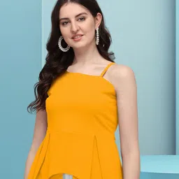 DressBerry Checked One Shoulder Scuba Tank Crop Top-picture-6