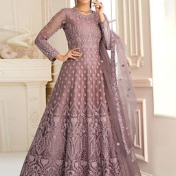 JULEE Embellished Embroidered Net Fit & Flare Maxi Dress-picture-18