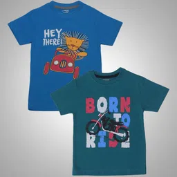 Dollar Champion Kidswear Boys Pack Of 2 Graphic Printed Round Neck Cotton T-Shirts-image-40
