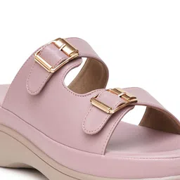 LUXY SHOE Women Open Toe Block Pumps With Buckle image 5